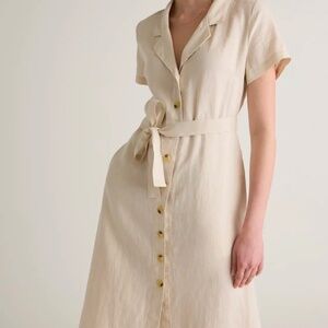 Quiche 100% European Linen Button Front Dress